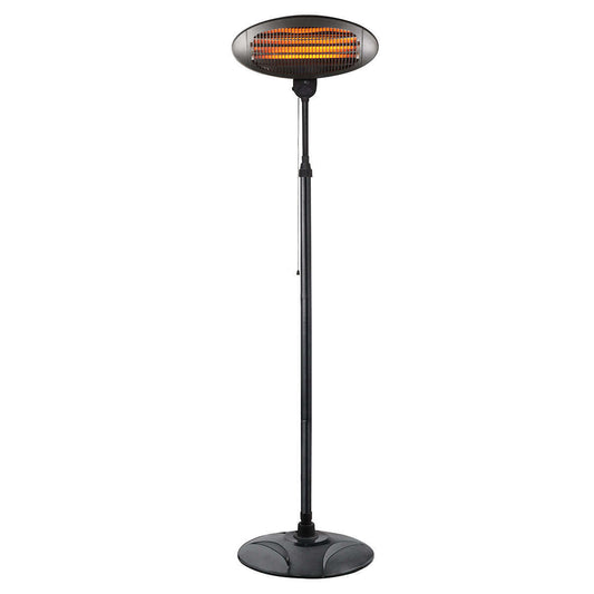 2000W black free-standing outdoor patio heater with quartz radiant element