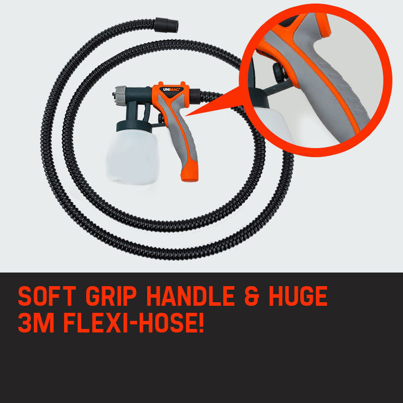 Paint sprayer coating a timber surface
