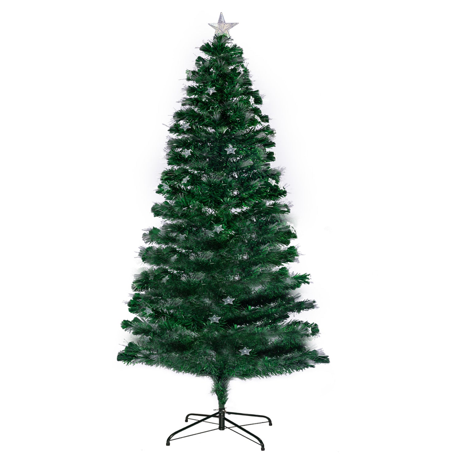 Pre-lit fibre optic tree glowing multicolour