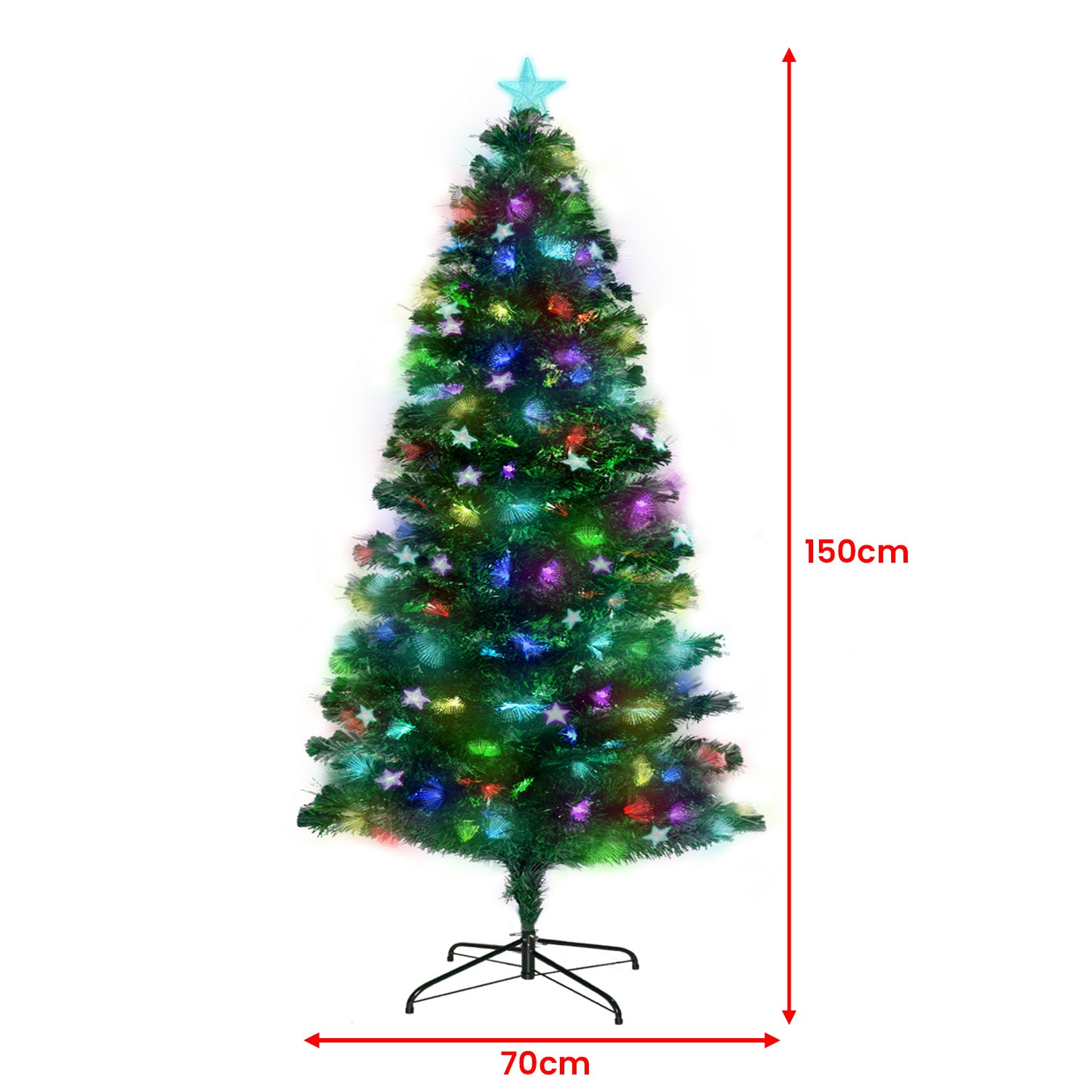 Light-up star ornaments on the tree