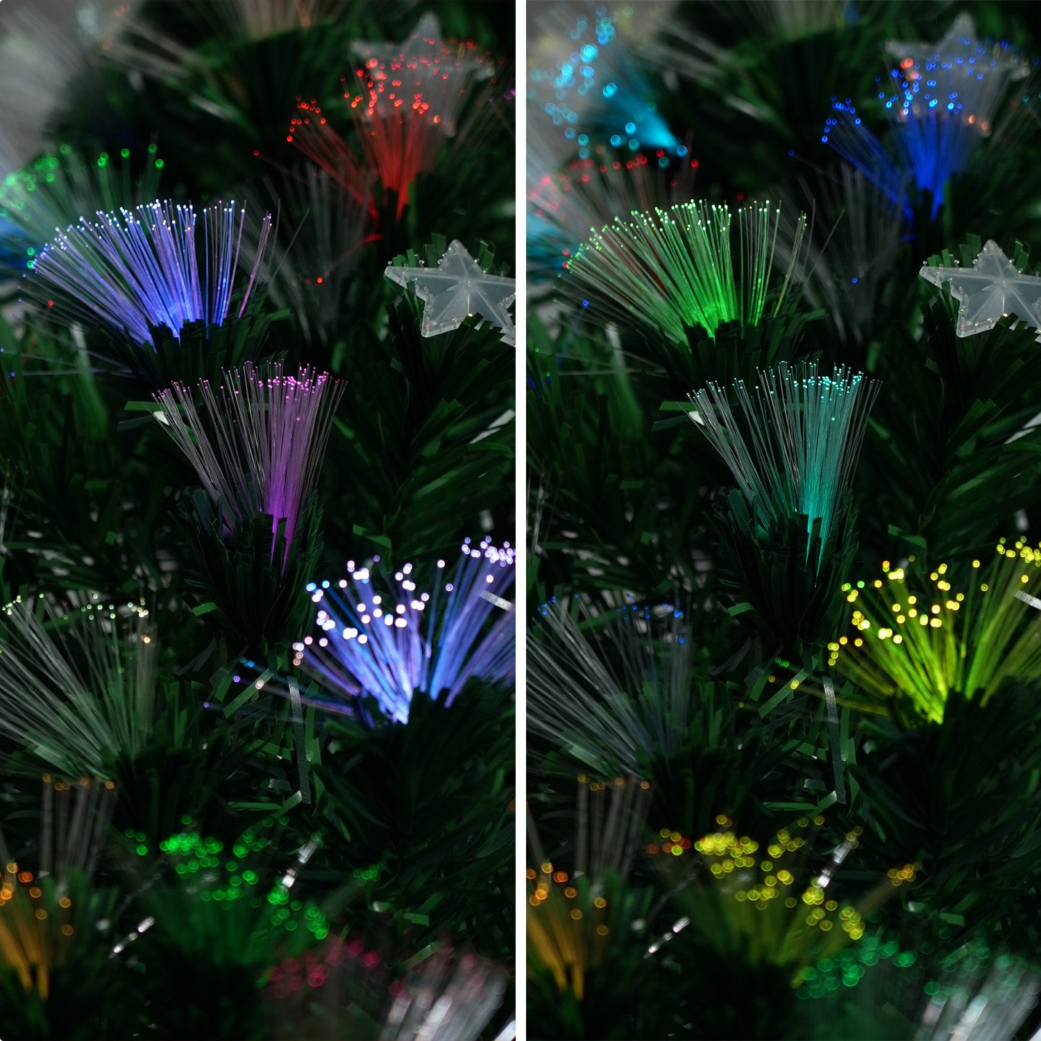 Multicolour fibre optic Christmas tree in a room
