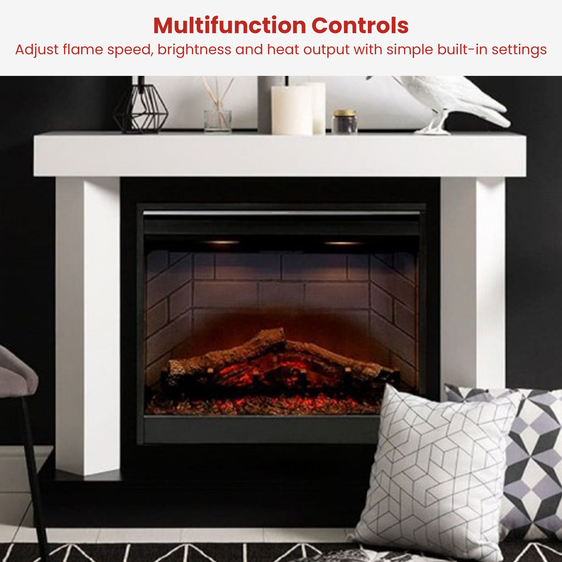 Electric firebox heater installed in a living room