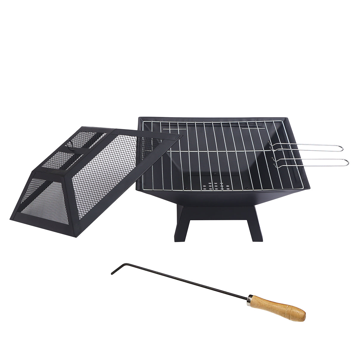Mesh spark cover on the fire pit