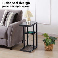 ProE-Shaped Sofa Side Table with Built-in Power Board