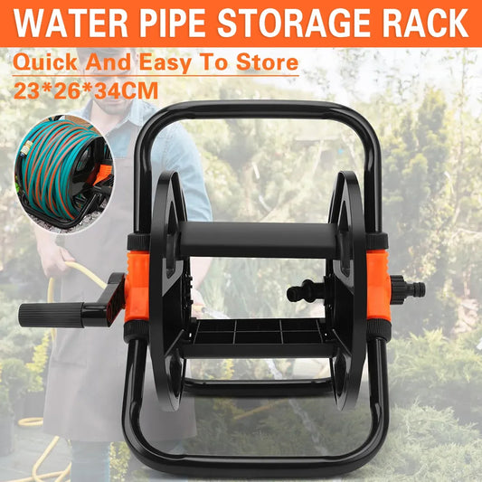 Garden hose winder storage reel with hand crank
