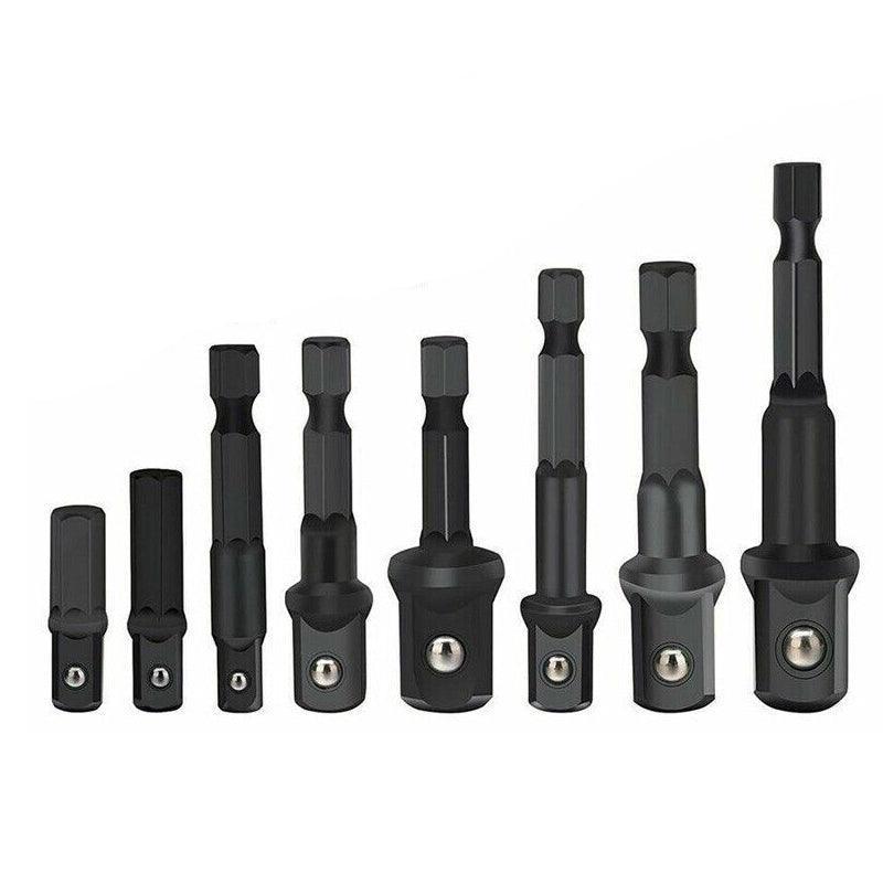 Socket adapter with 1/4 inch hex shank and square drive