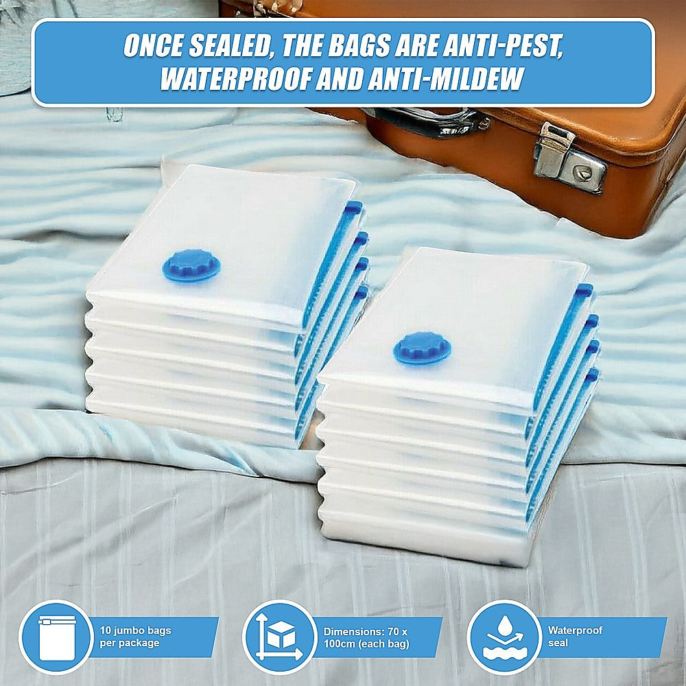 Vacuum storage bags protecting blankets from dust and damp