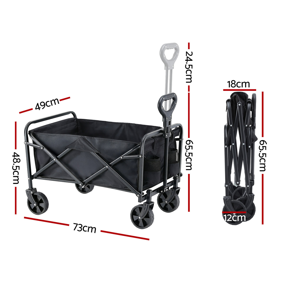 Collapsible wagon folded flat for storage