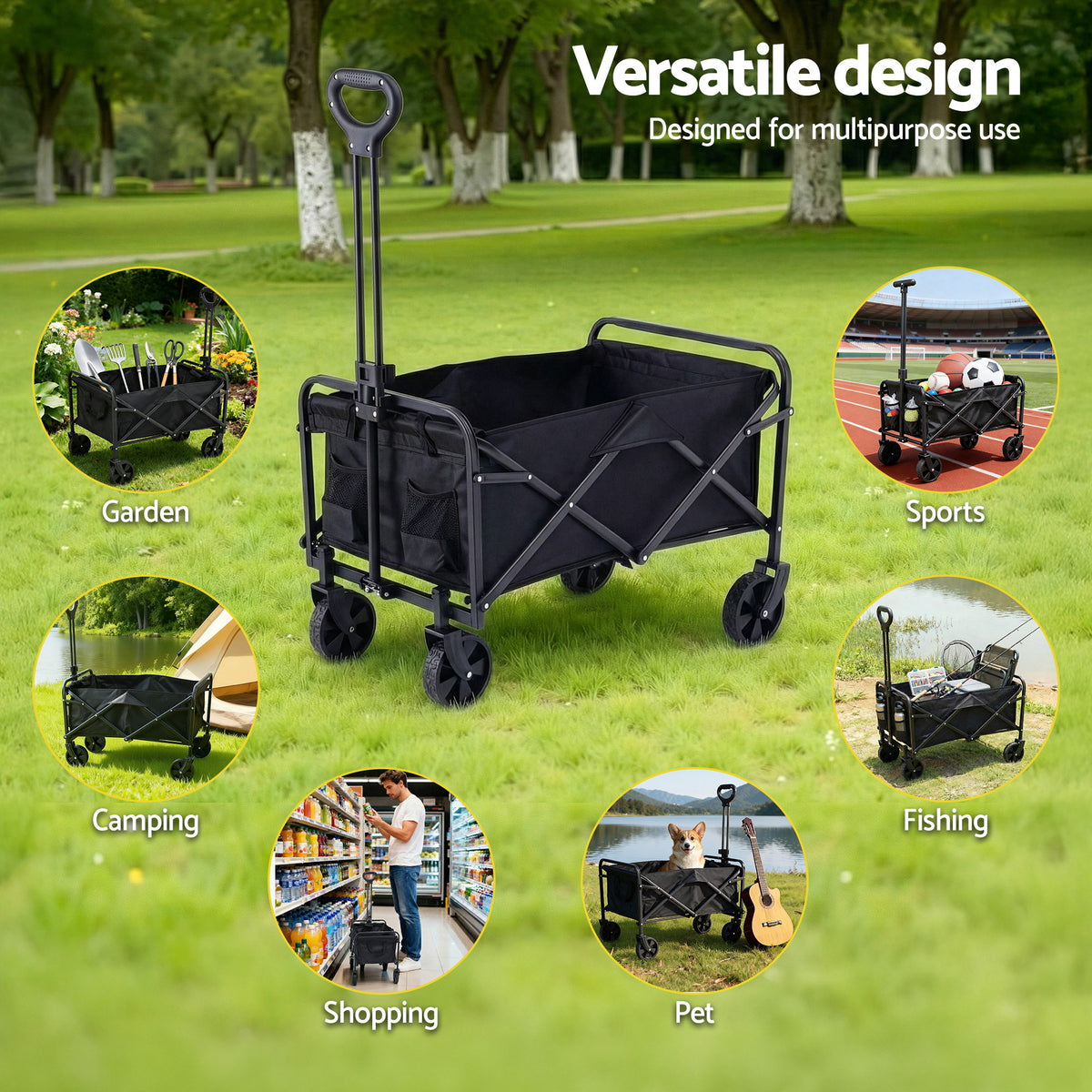Cart loaded with camping gear