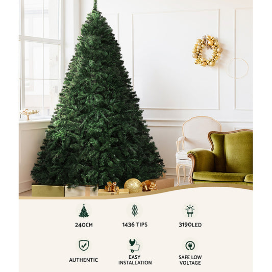 2.4m LED Christmas tree with 3190 multicolour lights