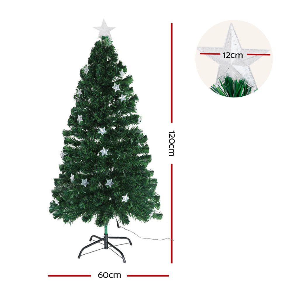 Compact optic fibre tree glowing multicolour