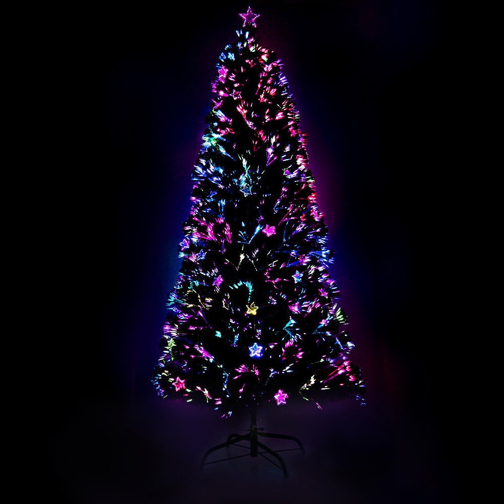 Optic fibre Christmas tree glowing at night