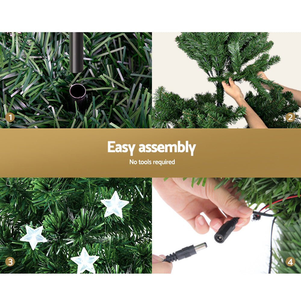 Colour-changing optic-fibre stars on the tree