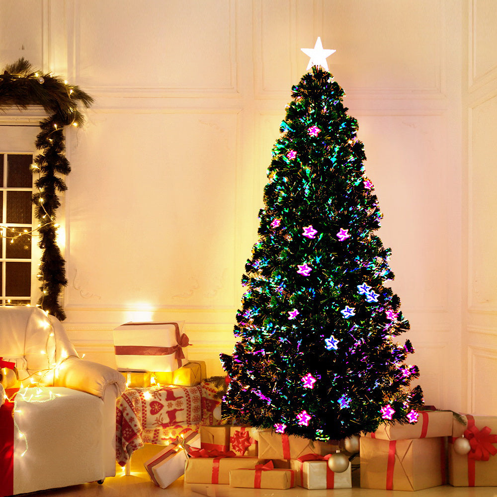 1.8m optic fibre Christmas tree with colour-changing lights