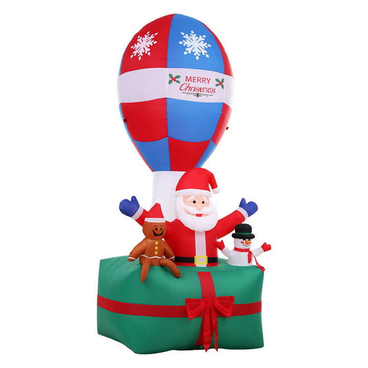 2.8m Christmas Inflatable Santa in Hot Air Balloon with Lights – Indoor/Outdoor Decoration
