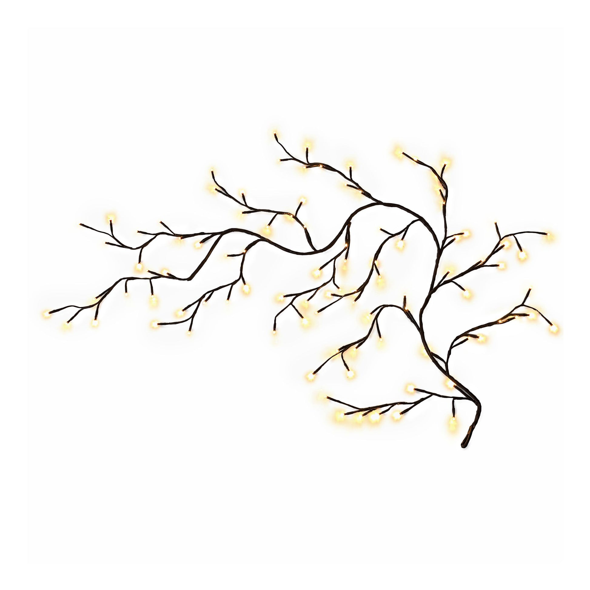 Flexible willow vine lights shaped on a wall