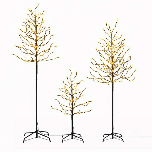 3-Pack Lighted Birch Trees, 552 Warm White LEDs, Indoor and Outdoor