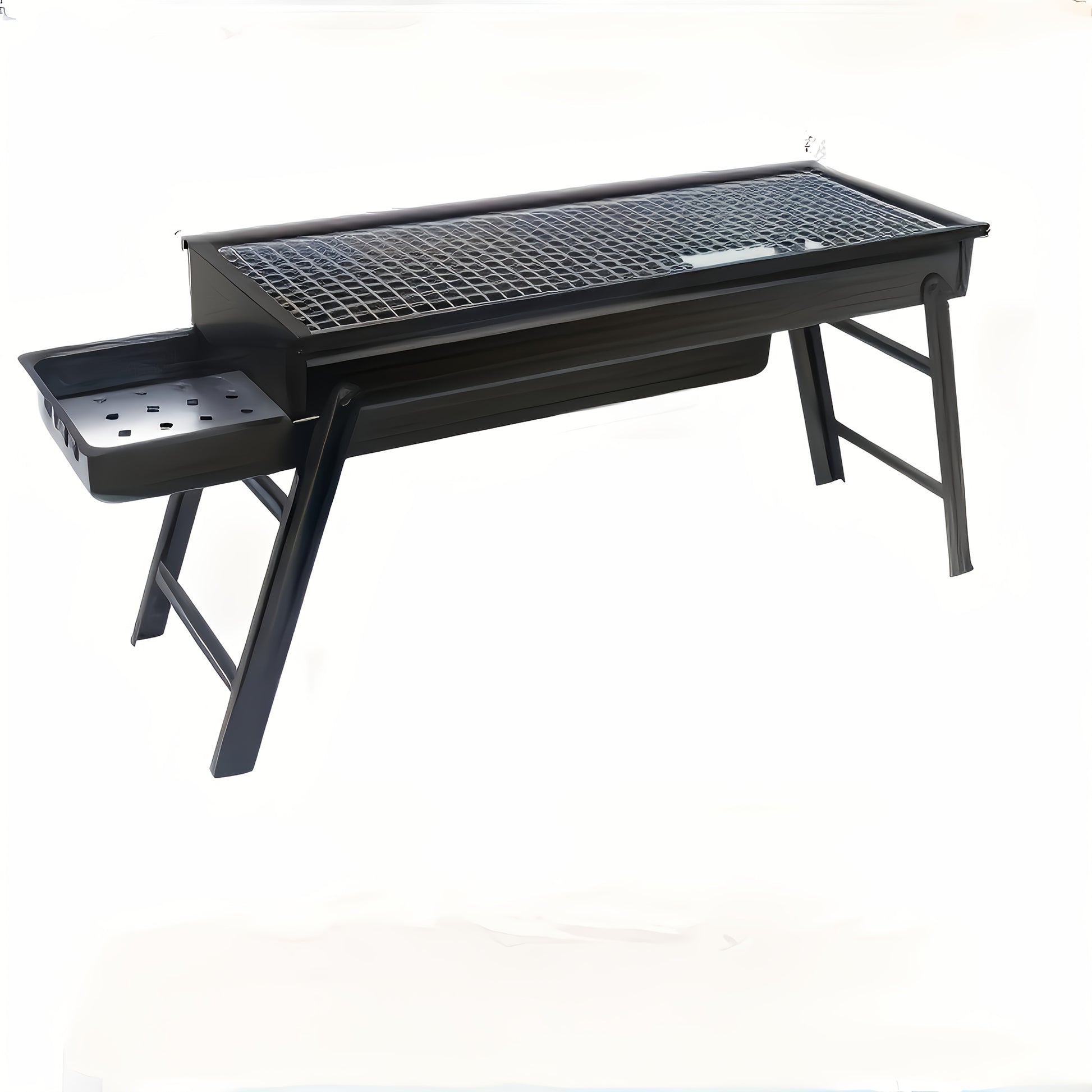 Portable grill folded down for compact storage