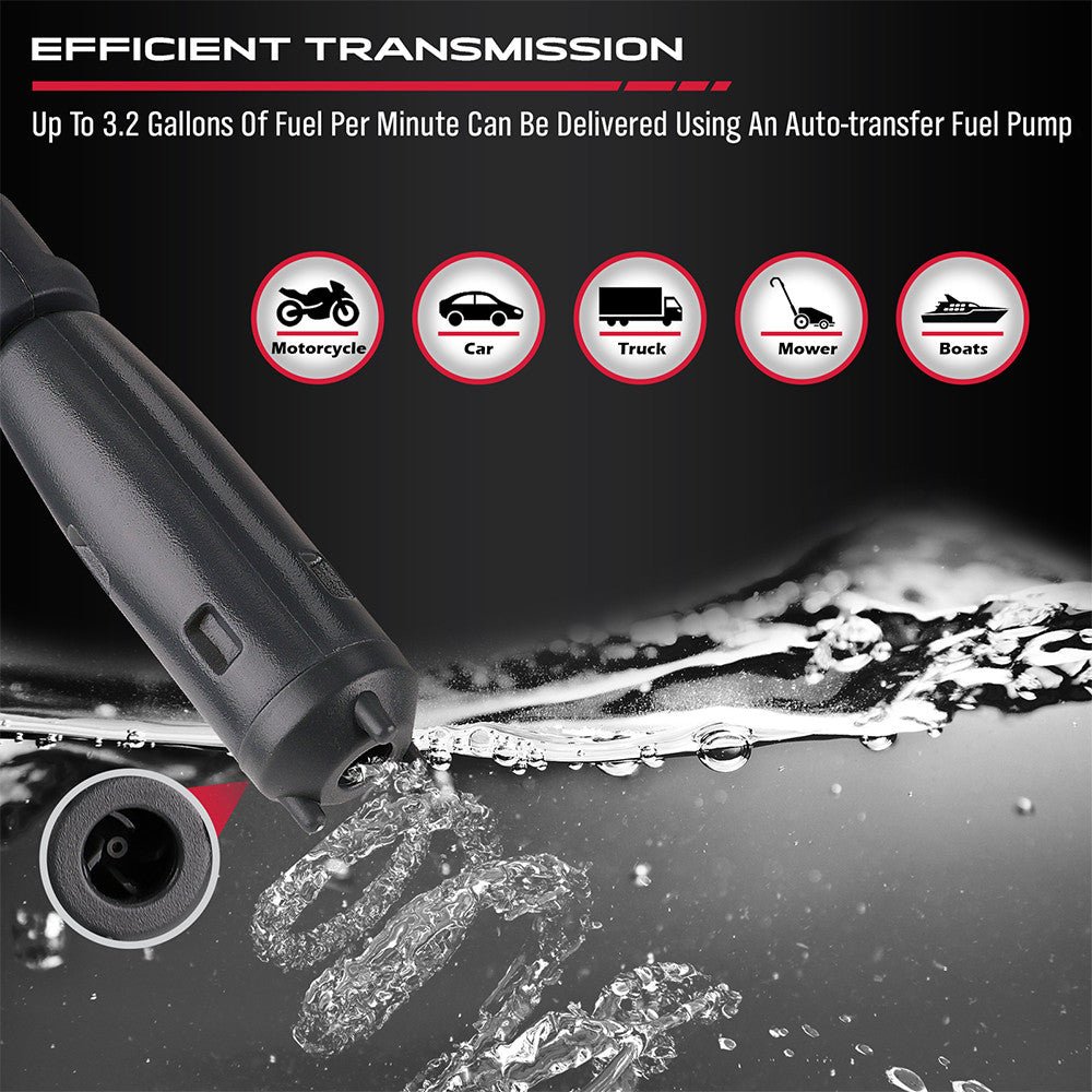 Automatic Fuel Transfer Pump 12 LPM – Battery Powered, Auto - Stop Sensor, 3 Adapters, for Gasoline, Diesel & More - Direct On Sale