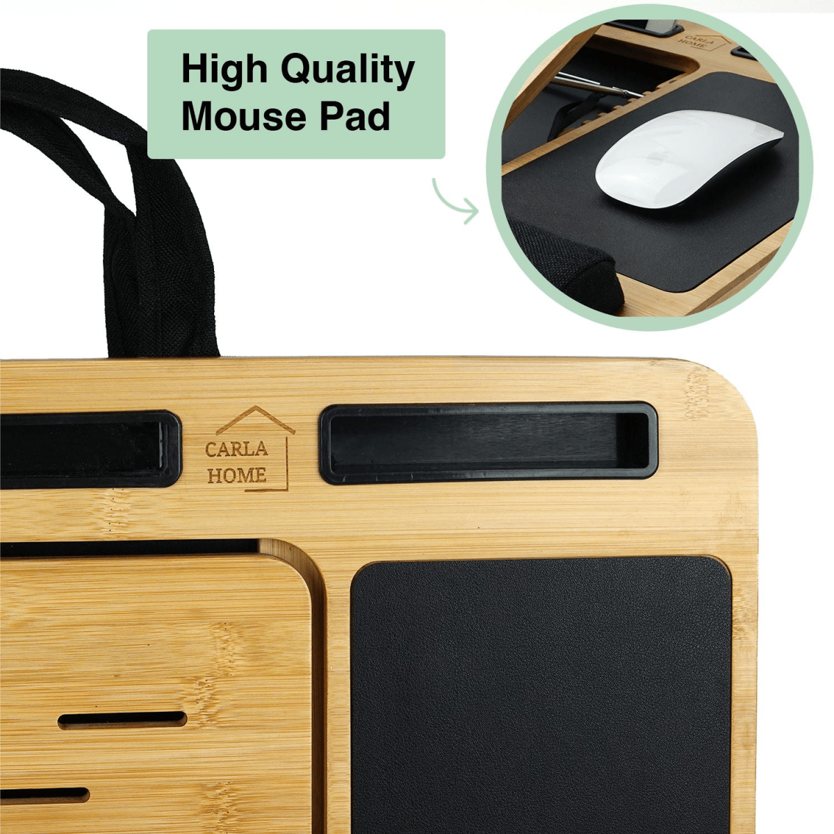 Bamboo Laptop Lap Desk with Cushion and Angle Adjustable for Office and Home - Direct On Sale