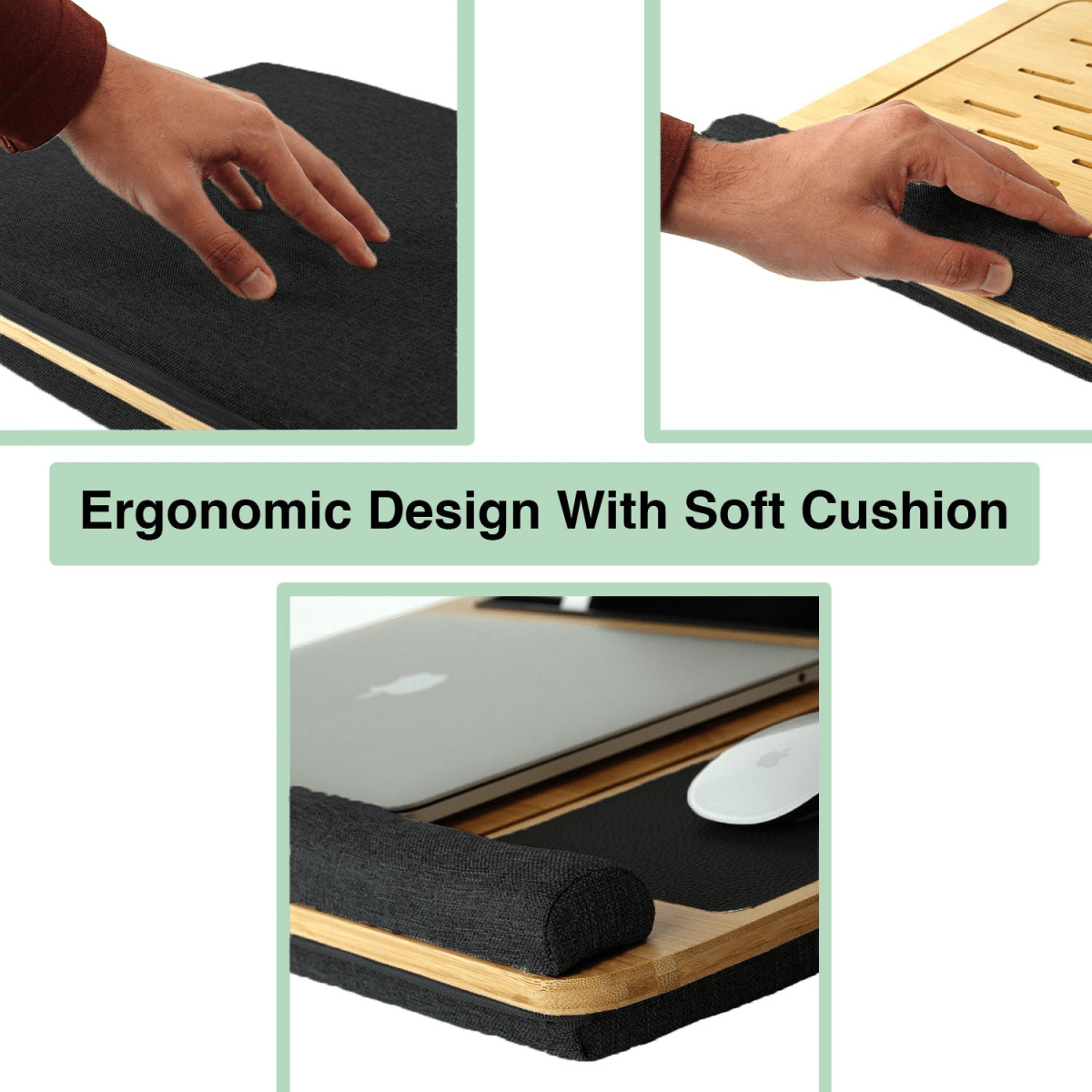 Bamboo Laptop Lap Desk with Cushion and Angle Adjustable for Office and Home - Direct On Sale