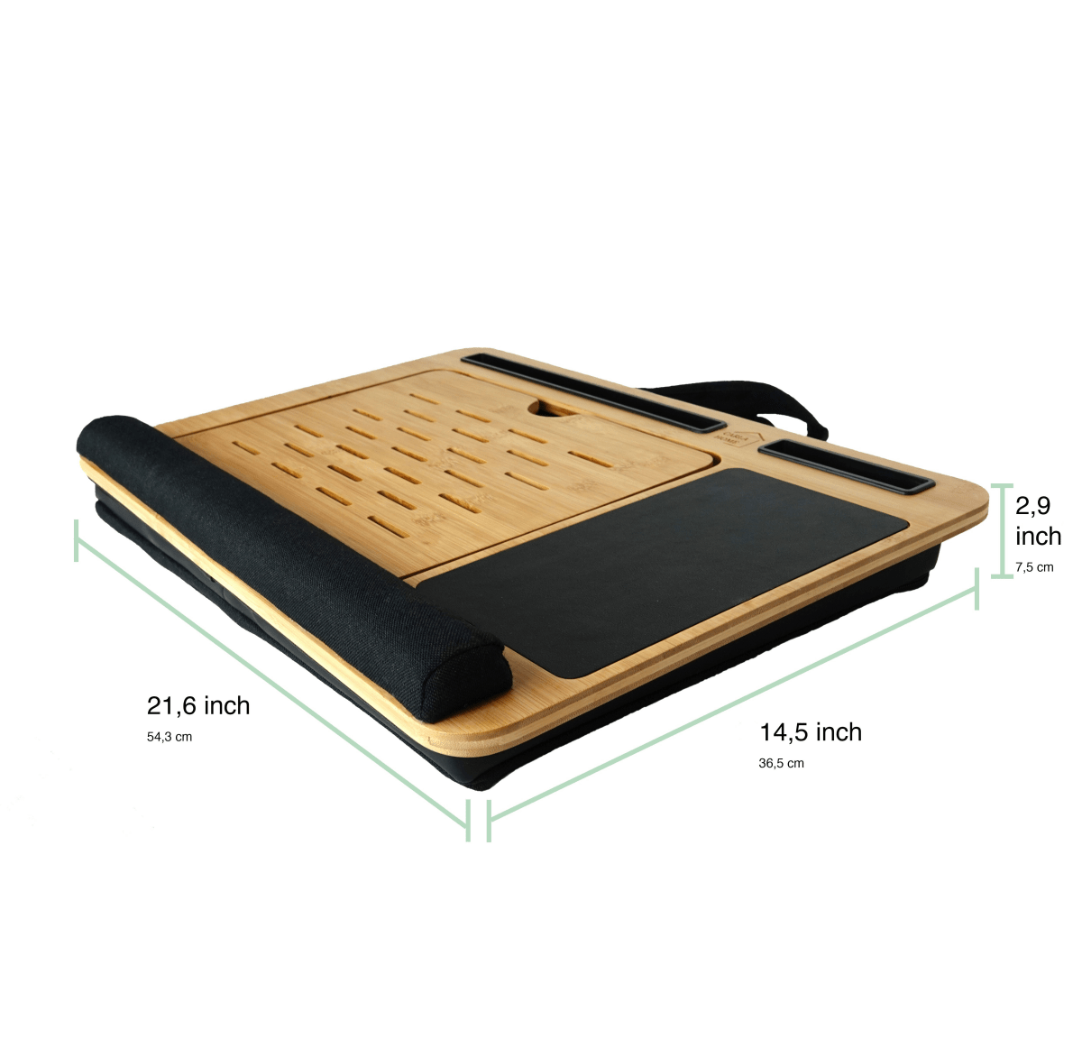 Bamboo Laptop Lap Desk with Cushion and Angle Adjustable for Office and Home - Direct On Sale