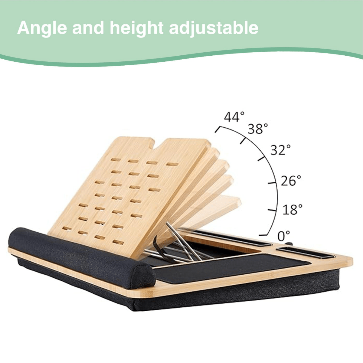 Bamboo Laptop Lap Desk with Cushion and Angle Adjustable for Office and Home - Direct On Sale