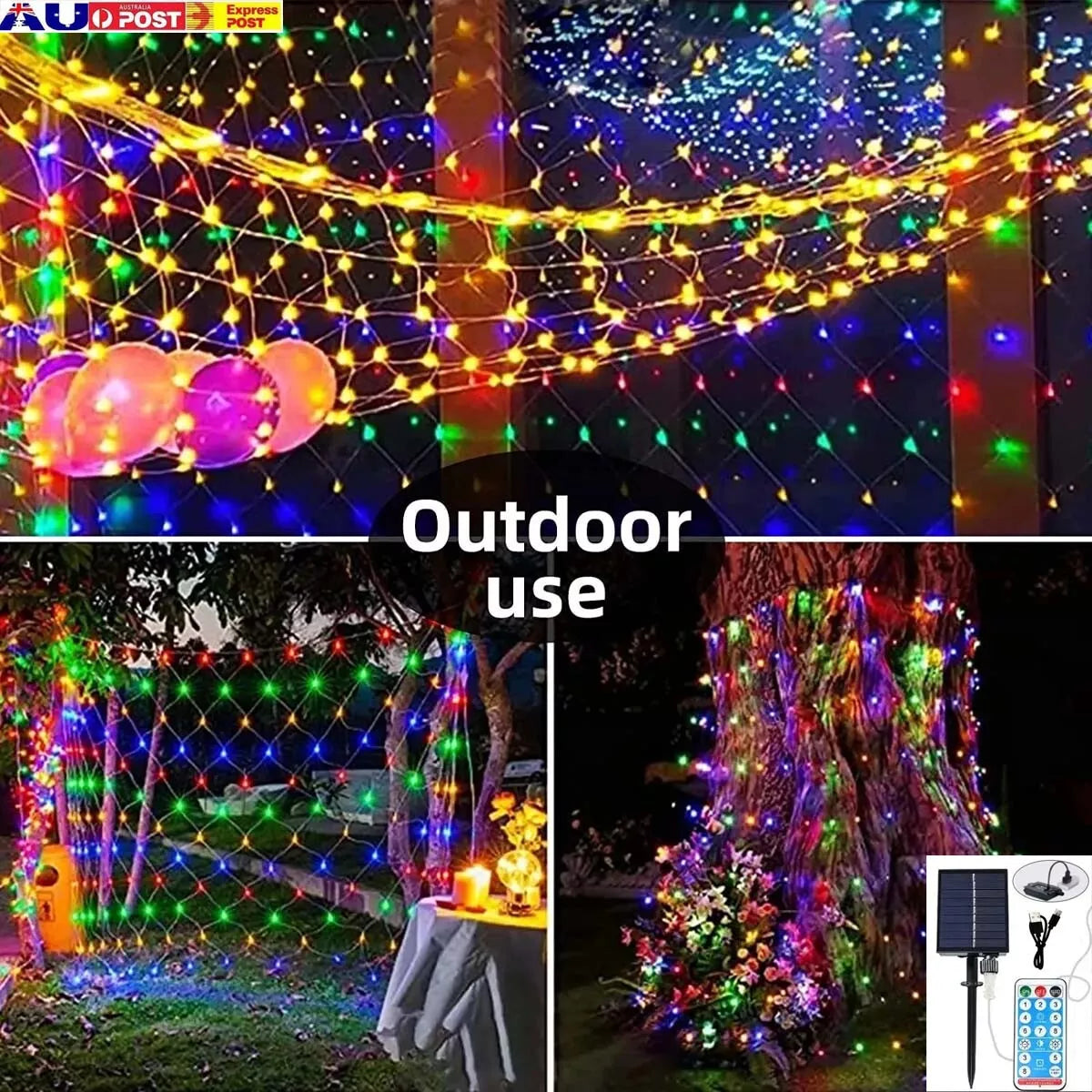 2 x 3m mesh net lights glowing warm white