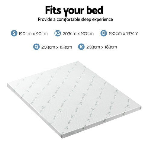 Bedding Memory Foam Mattress Topper Ventilated Cool Gel 5cm - Direct On Sale