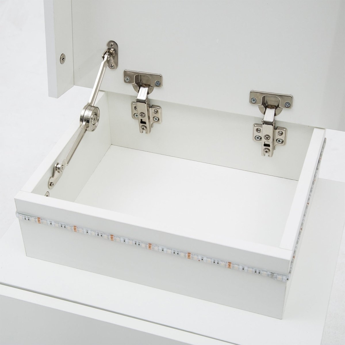 Bedside Table 2 Drawers RGB LED Bedroom Cabinet Nightstand Gloss WHITE - Direct On Sale