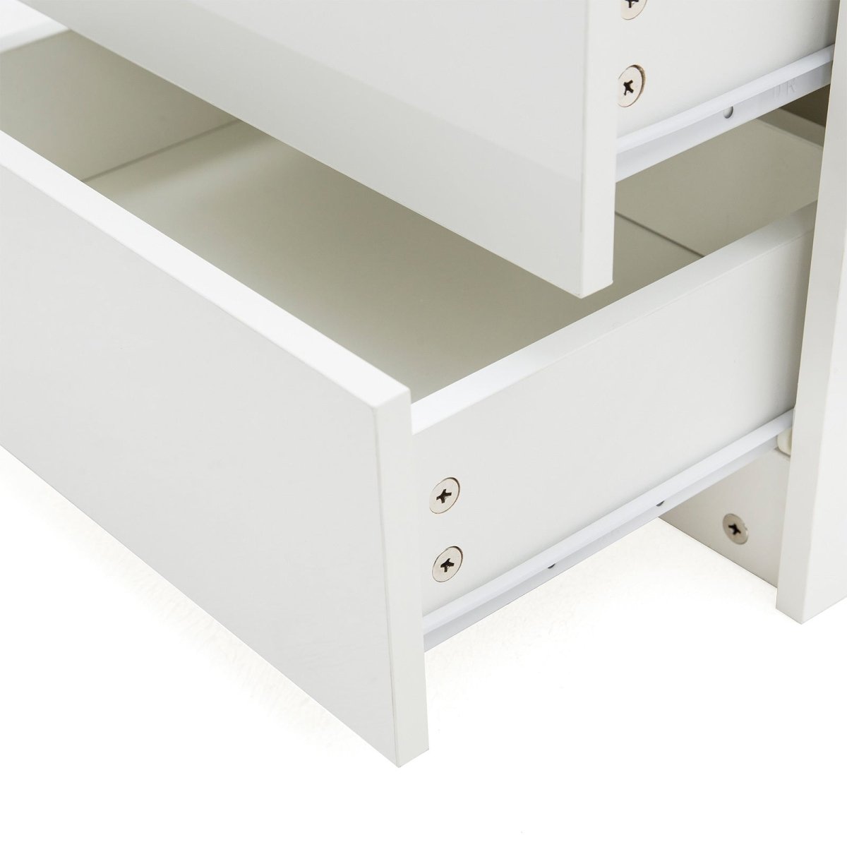 Bedside Table 2 Drawers RGB LED Bedroom Cabinet Nightstand Gloss WHITE - Direct On Sale