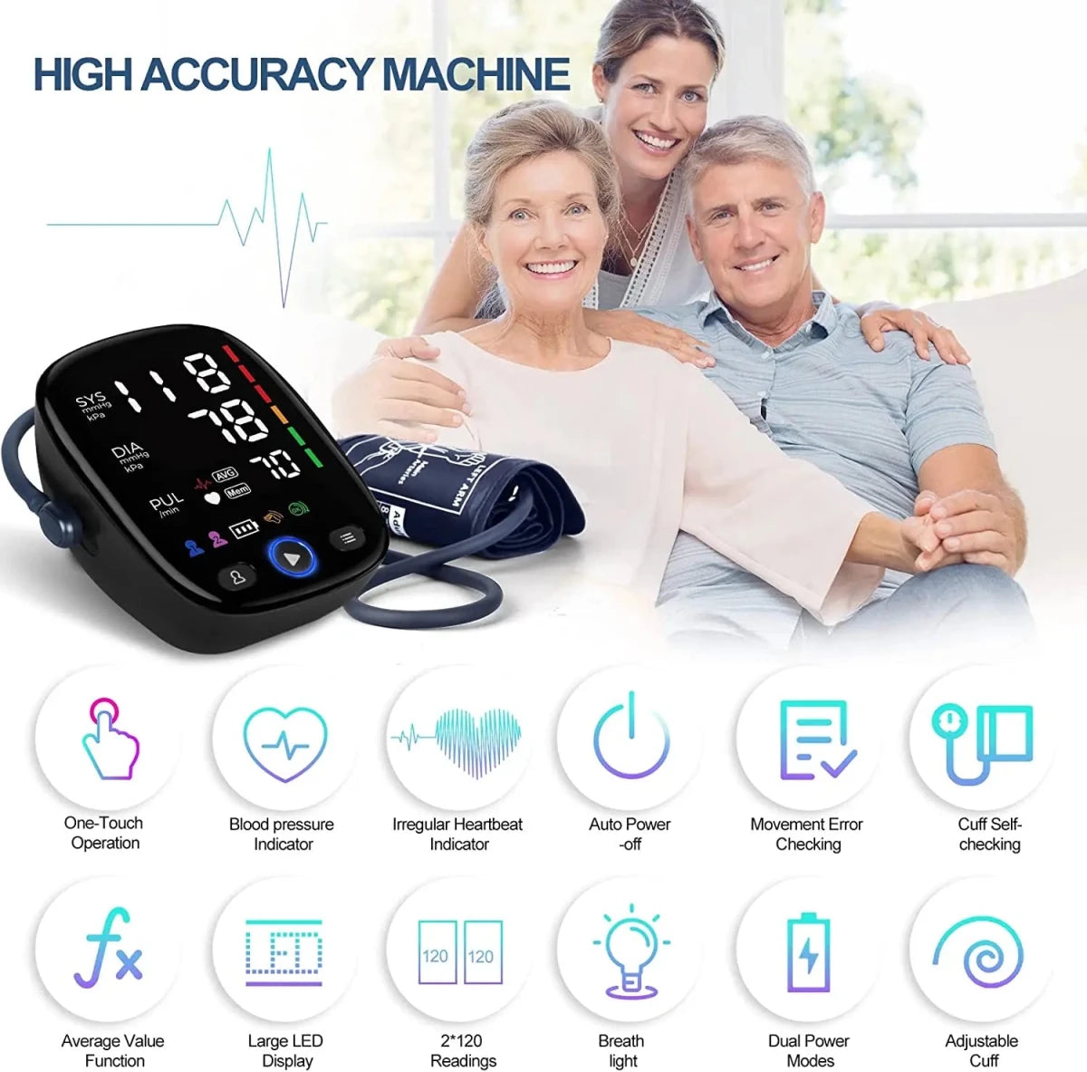 Blood Pressure Monitor Upper Arm Automatic BP with LED Display - Direct On Sale