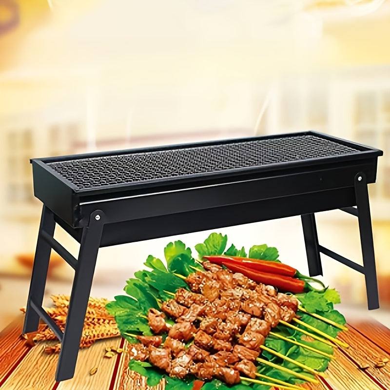 Built-in side shelf on the portable metal grill