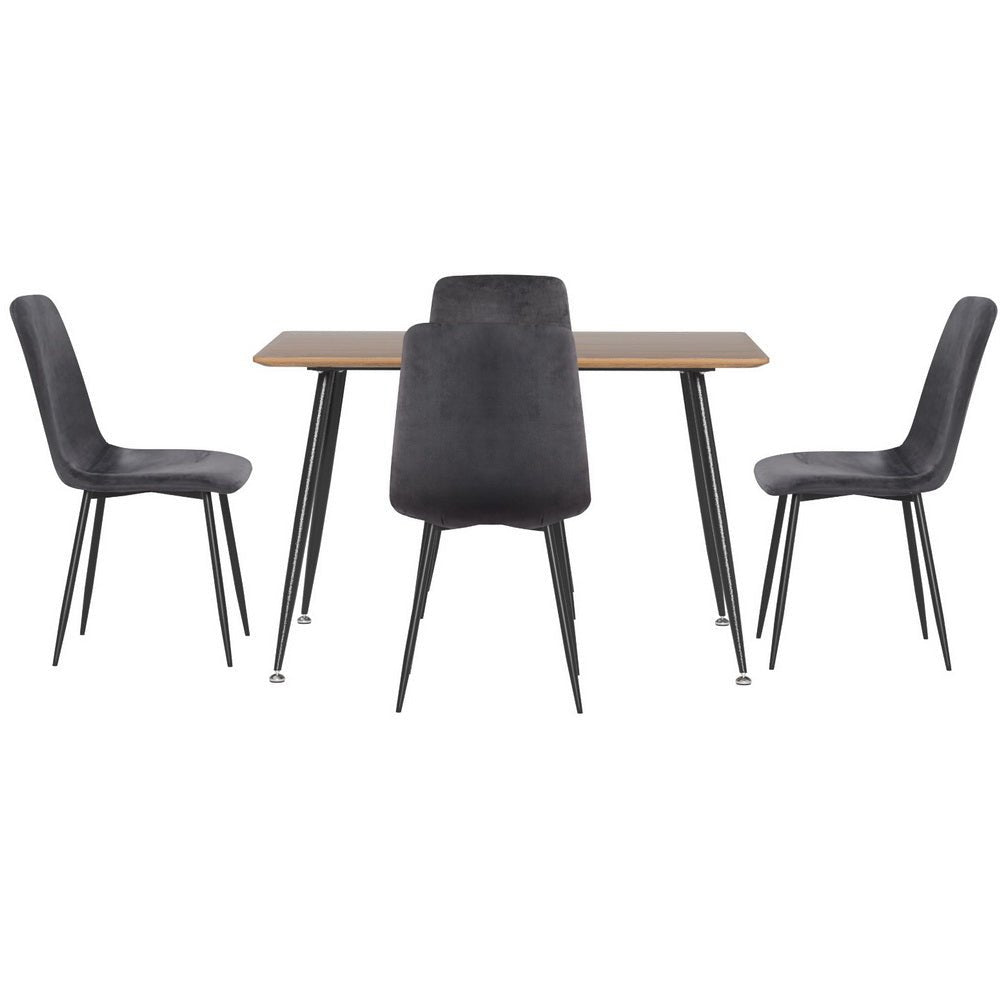 Caleb Dining Table and 4 Chairs Set Simple, Stylish, and Durable - Grey Velvet - Direct On Sale