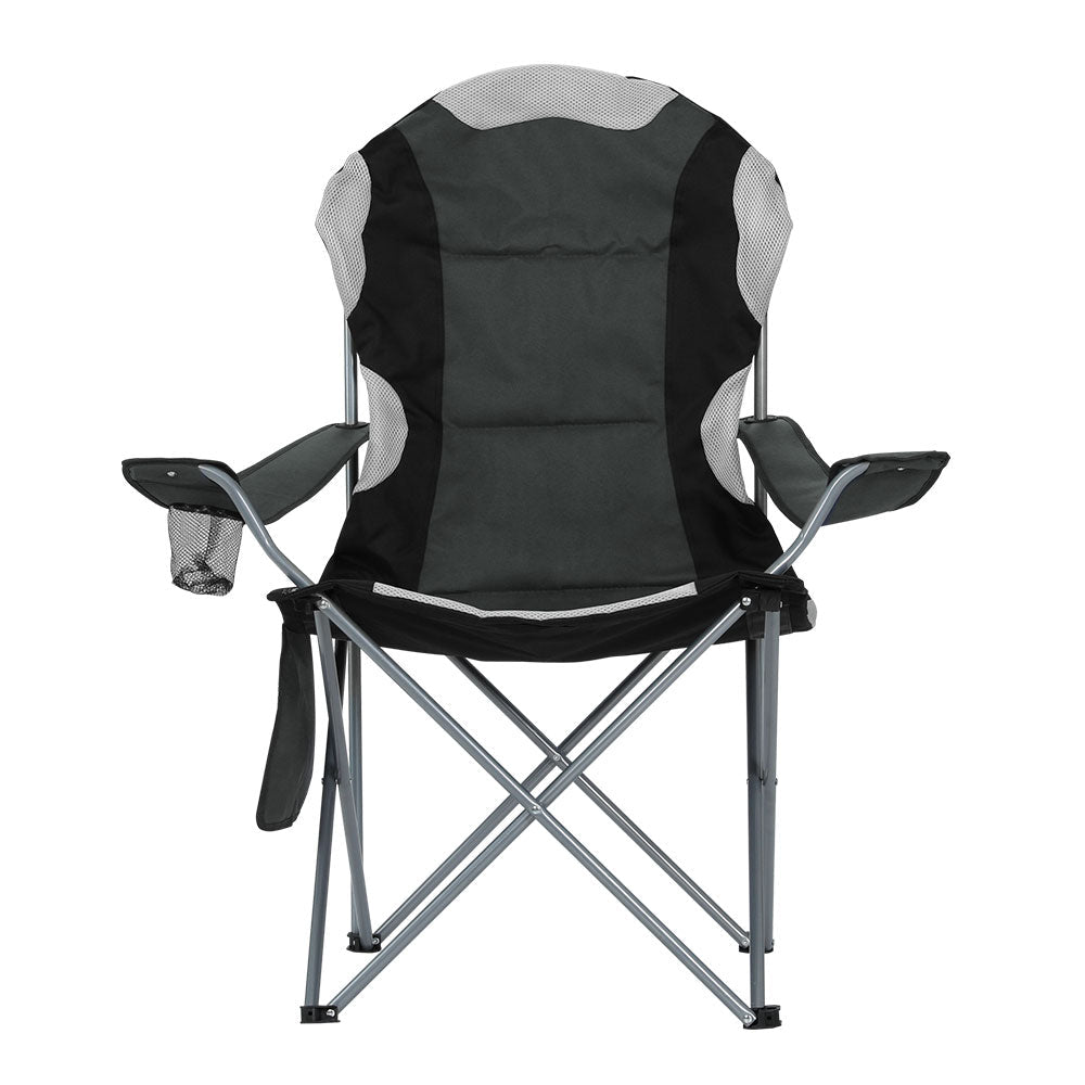 Camping Folding Chair Portable Outdoor Hiking Fishing Picnic Grey 2pcs - Direct On Sale