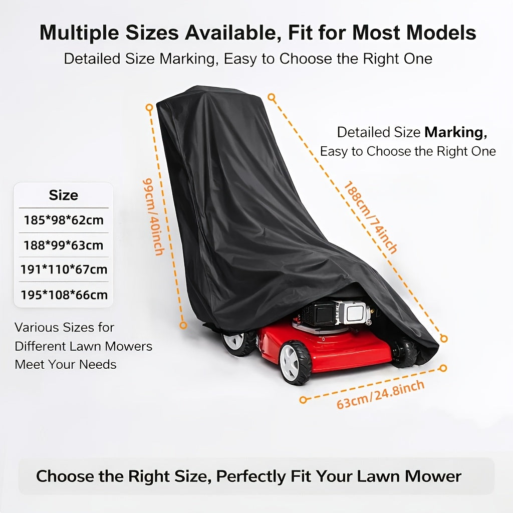 Black Oxford fabric lawn mower cover