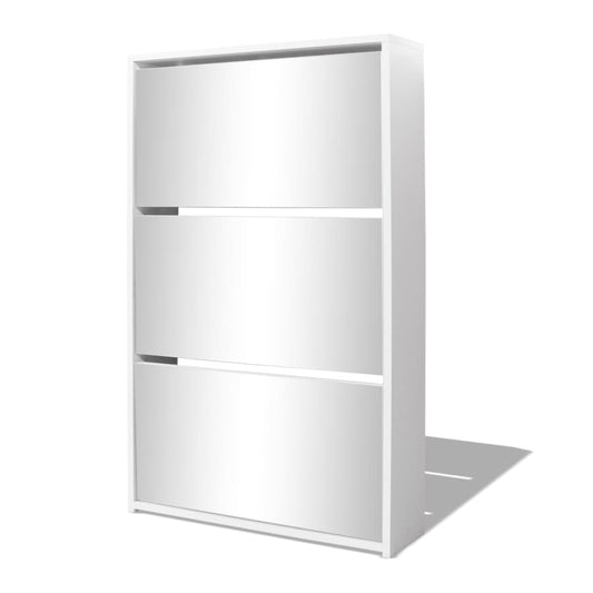 Chic Shoe Cabinet 3 - Layer Mirror White - Direct On Sale