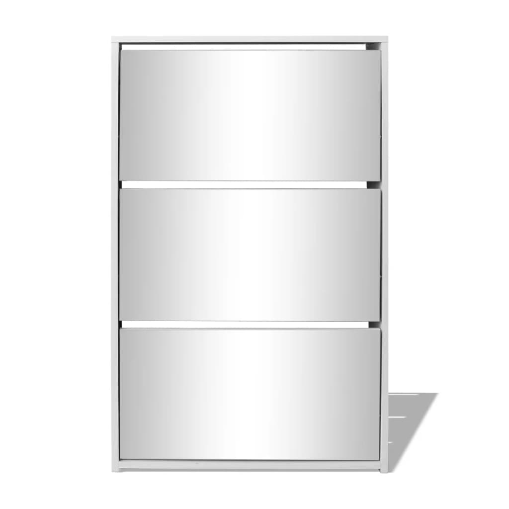 Chic Shoe Cabinet 3 - Layer Mirror White - Direct On Sale