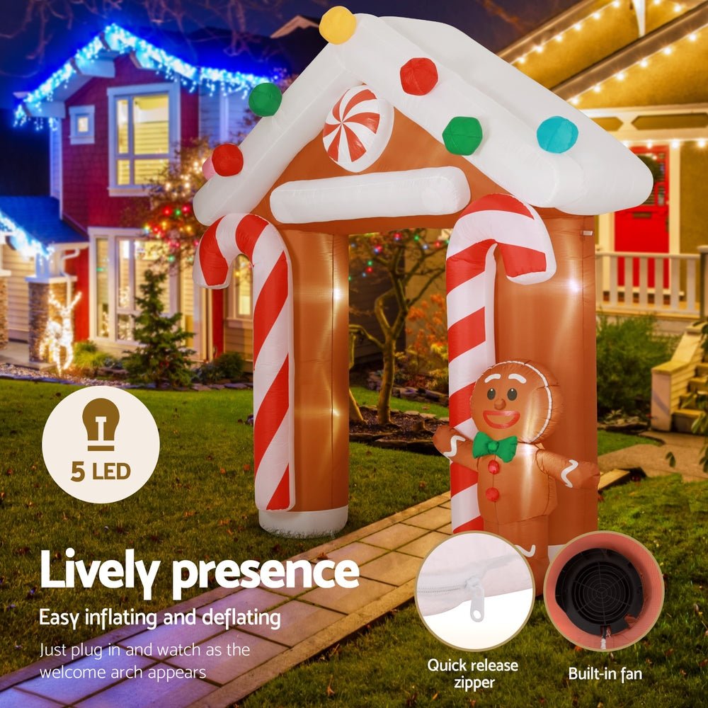 Christmas Inflatable Archwary Ginger 2.8M Illuminated Decorations - Direct On Sale