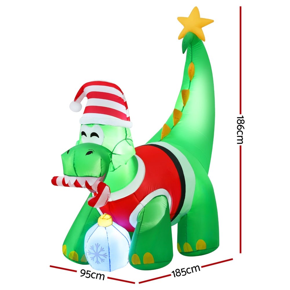 Christmas Inflatable Dinosaur 1.86M Height LED Decorations Illuminated - Direct On Sale