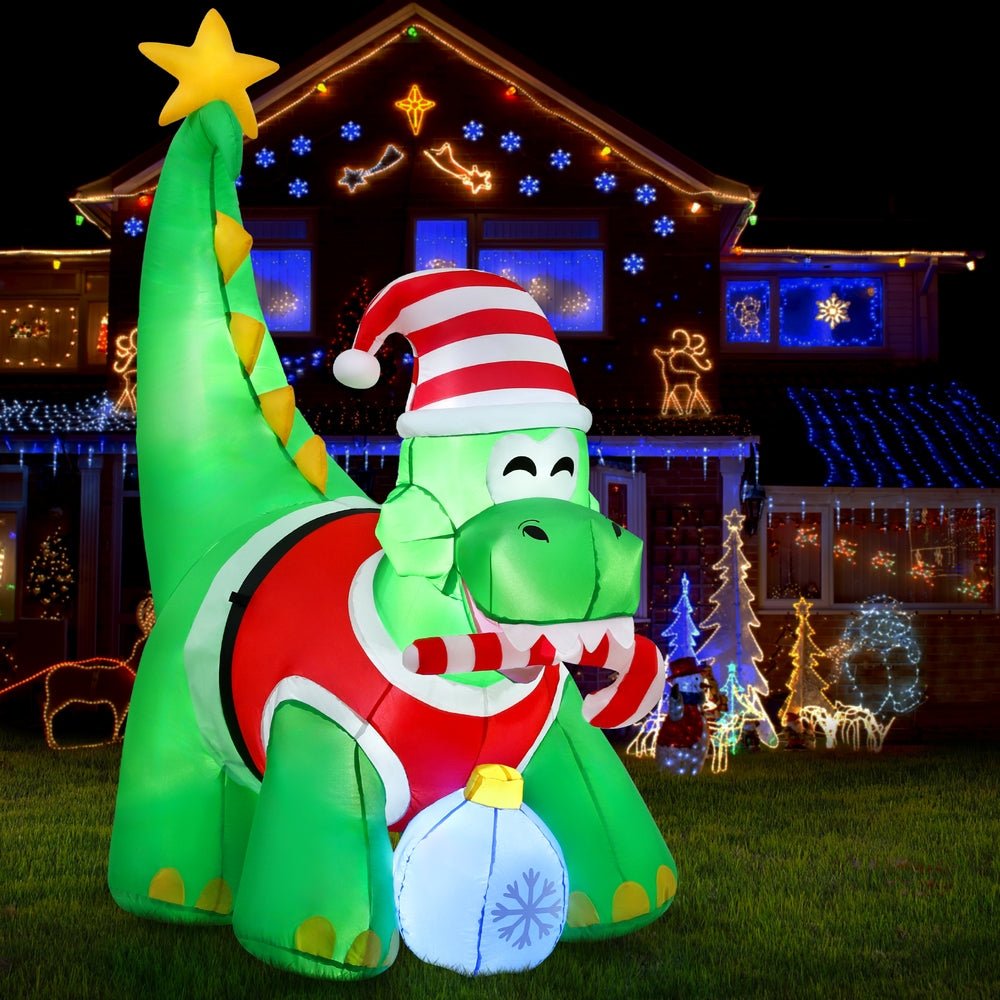 Christmas Inflatable Dinosaur 1.86M Height LED Decorations Illuminated - Direct On Sale
