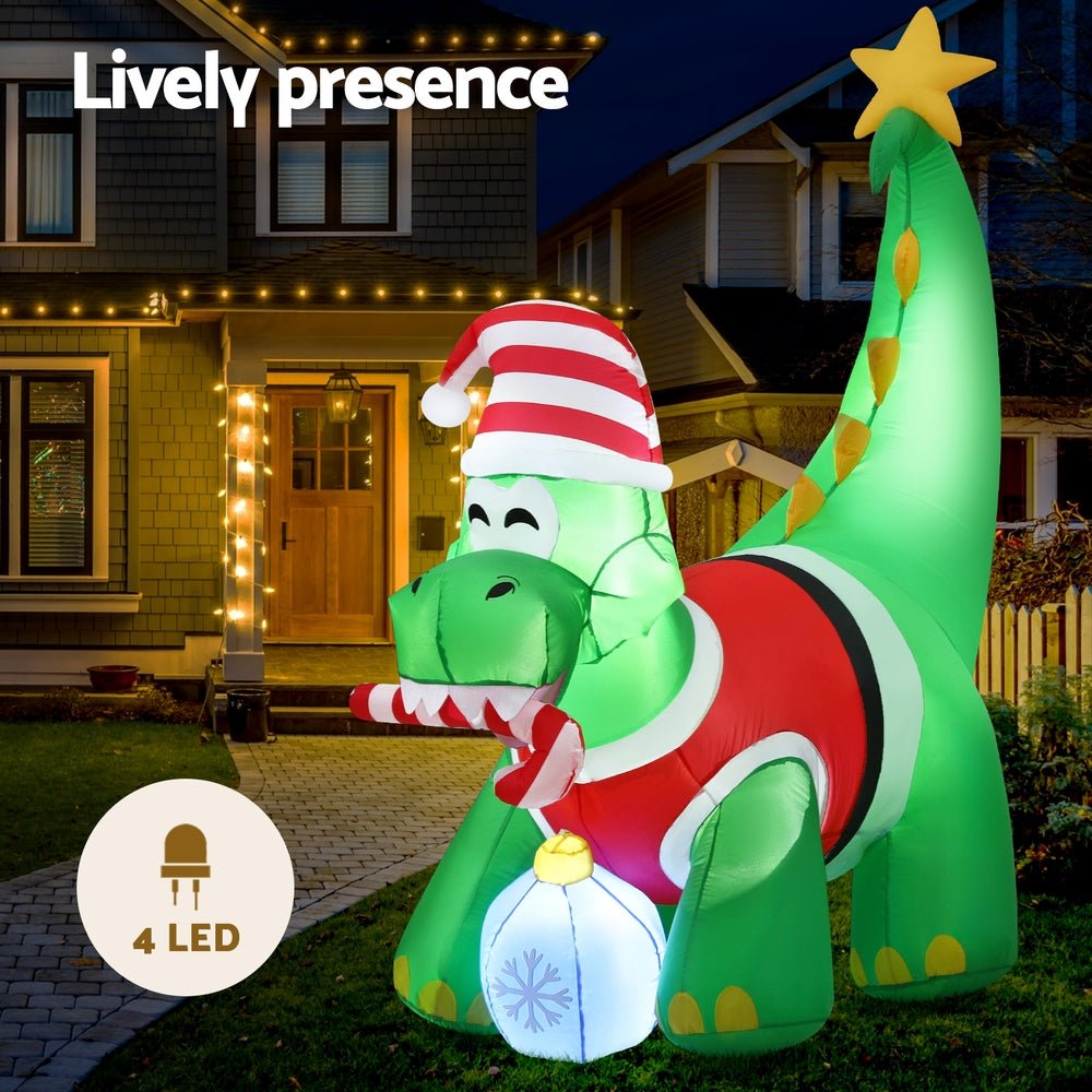 Christmas Inflatable Dinosaur 1.86M Height LED Decorations Illuminated - Direct On Sale