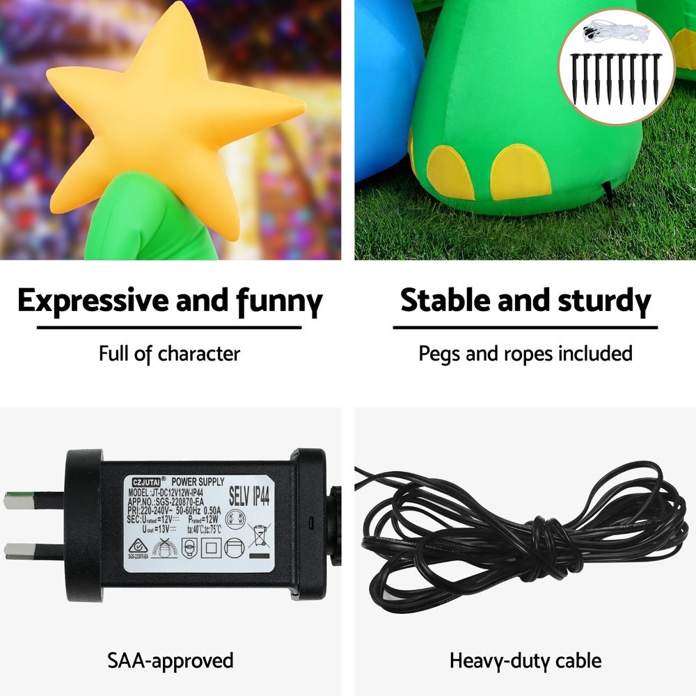 Christmas Inflatable Dinosaur 1.86M Height LED Decorations Illuminated - Direct On Sale