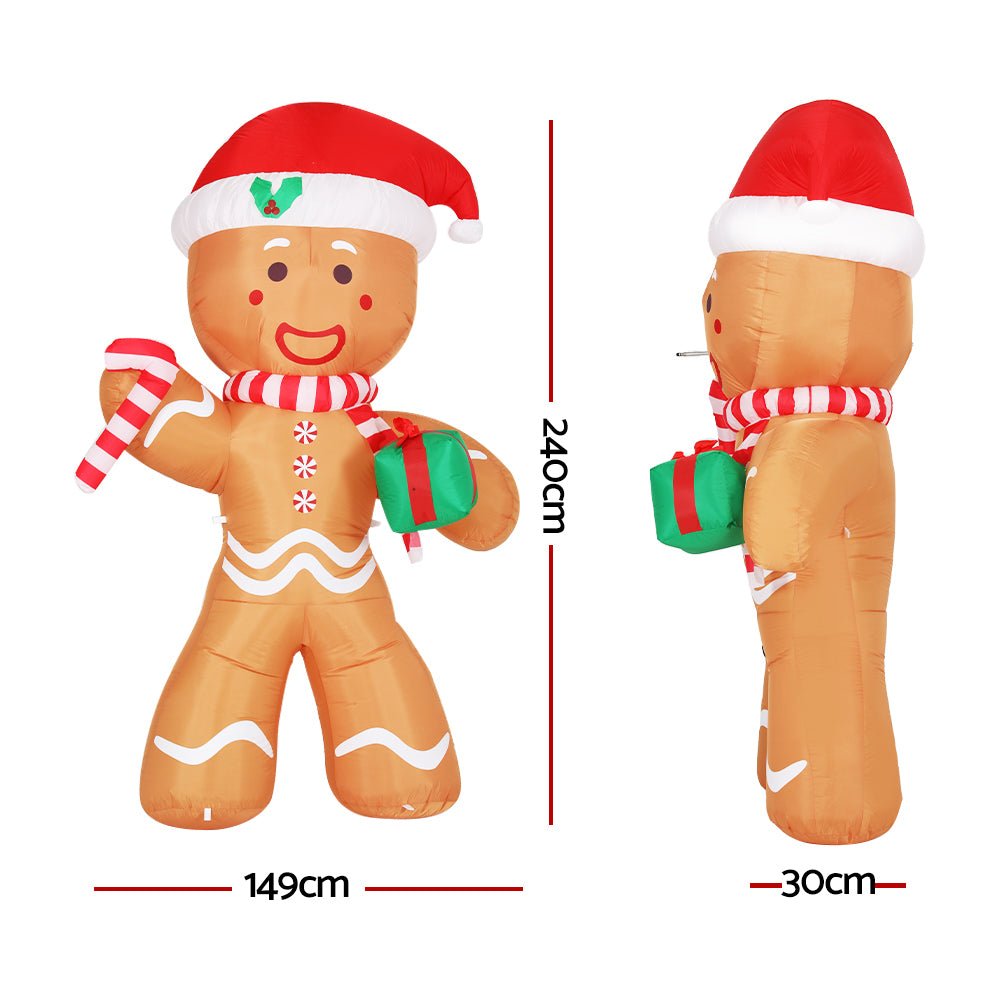 Christmas Inflatable Gingerbread Man 2.4M Illuminated Decorations - Direct On Sale