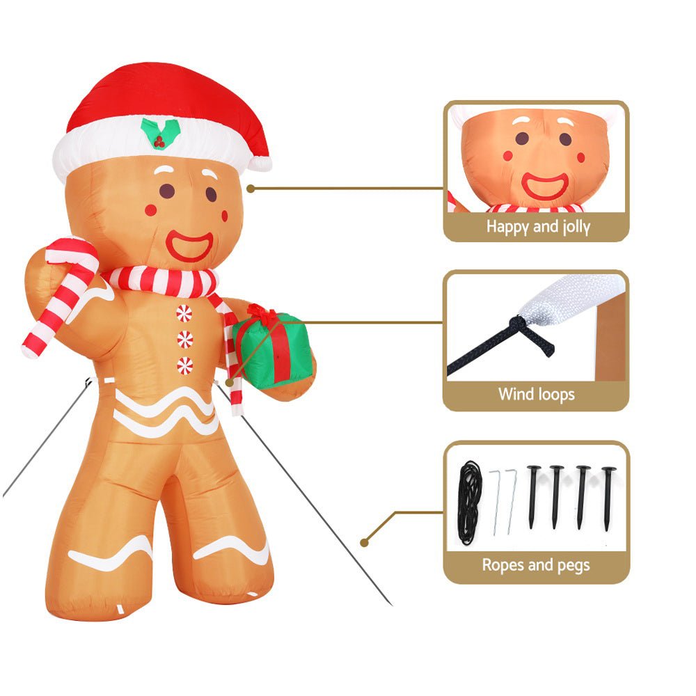 Christmas Inflatable Gingerbread Man 2.4M Illuminated Decorations - Direct On Sale