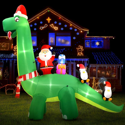 Christmas Inflatable Santa Dinosaur 3.8M Illuminated Decorations - Direct On Sale