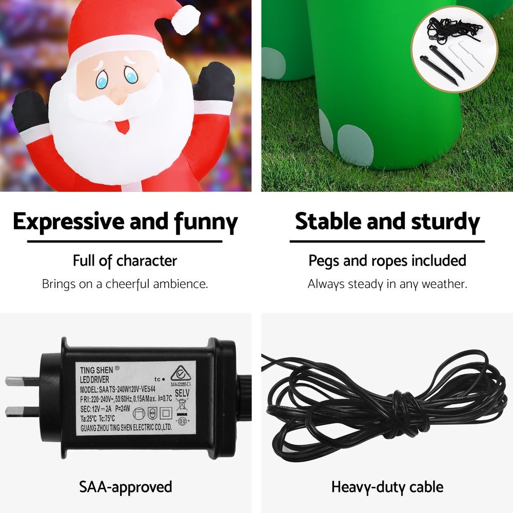 Christmas Inflatable Santa Dinosaur 3.8M Illuminated Decorations - Direct On Sale