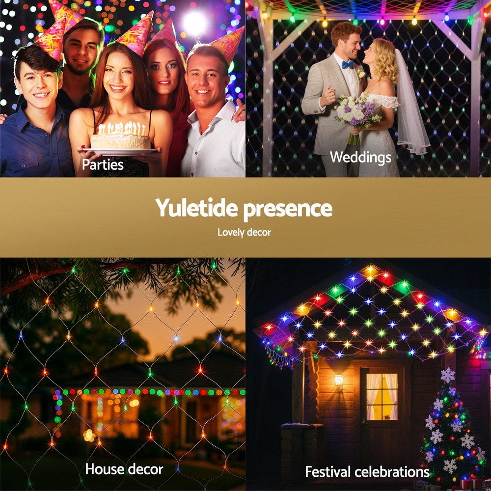 Christmas Lights 5Mx3M Net String Light 600 LED Colourful Beads - Direct On Sale