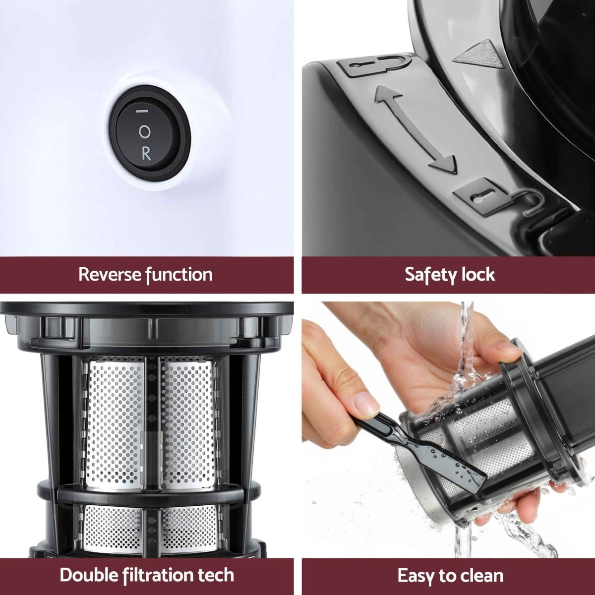 Cold Press Slow Juicer Fruit Juice Extractor 130W White - Direct On Sale