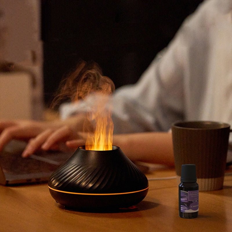 Color Flame Volcanic Aroma Diffuser Essential Oil Lamp - Direct On Sale